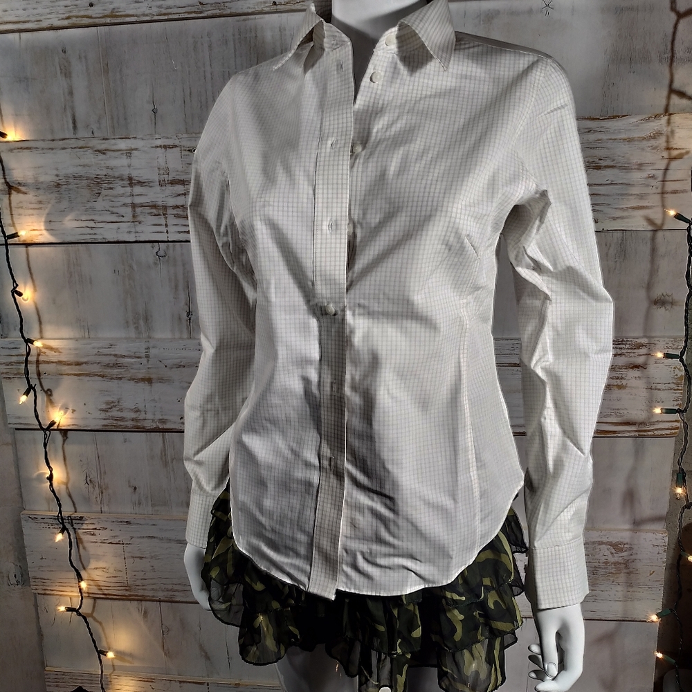 Women's shirt buttons down beige small @49